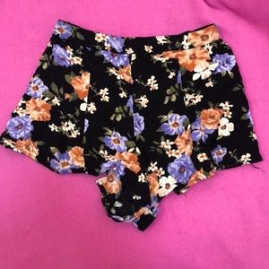 Black floral shorts